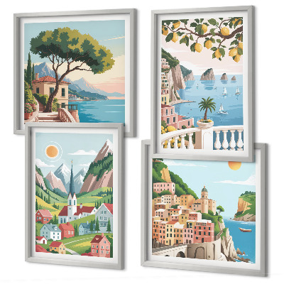 Set 4 slik v okvirju Morske pokrajine agrumi