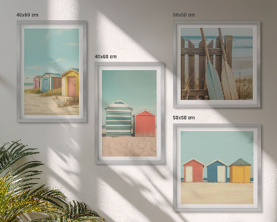 Pripravljena stenska galerija Barvite hiše na plaži