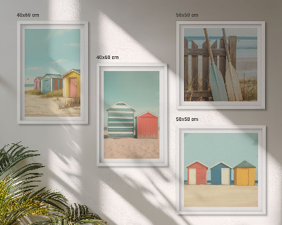 Pripravljena stenska galerija Barvite hiše na plaži