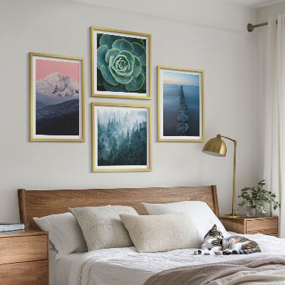 Pripravljena stenska galerija Gore roza nebo voda sukulentna