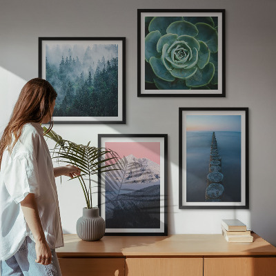 Pripravljena stenska galerija Gore roza nebo voda sukulentna