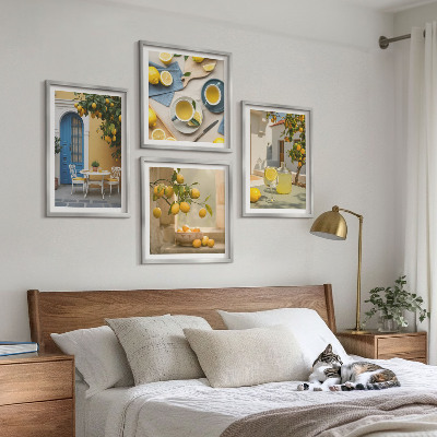 Set 4 slik v okvirju Limonade modra vrata