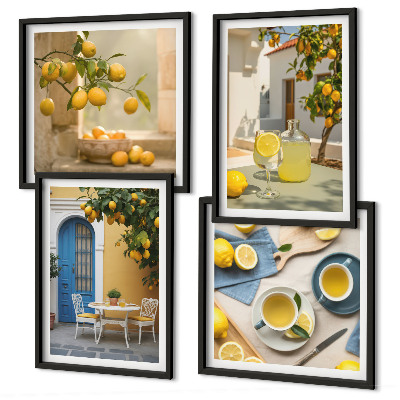 Set 4 slik v okvirju Limonade modra vrata