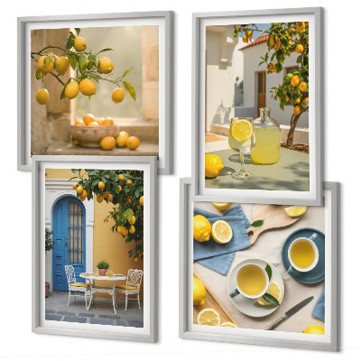 Set 4 slik v okvirju Limonade modra vrata