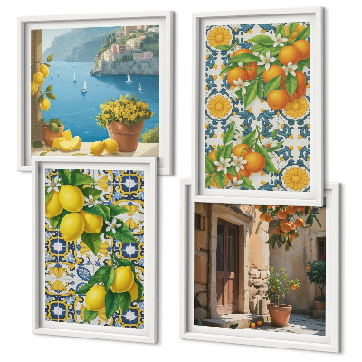 Komplet slik nad zofo Limone, rože, pomaranče, Italija