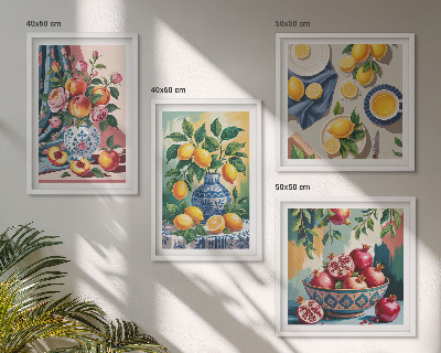 Pripravljena stenska galerija Rože in sadje v vazah