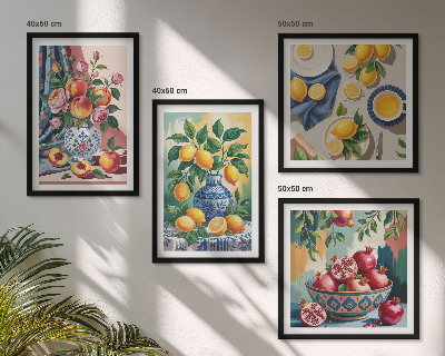 Pripravljena stenska galerija Rože in sadje v vazah