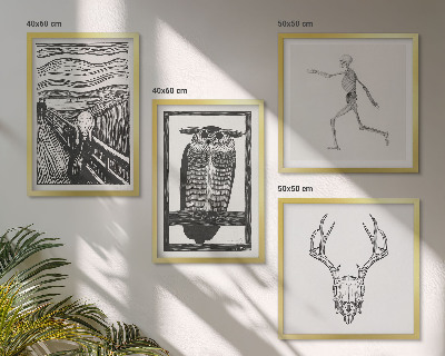 Set 4 slik v okvirju Navdih Krik lobanje sove