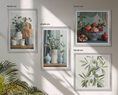 Pripravljena stenska galerija Zelene olive evkaliptusa