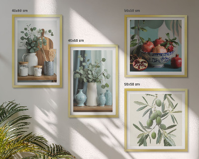 Pripravljena stenska galerija Zelene olive evkaliptusa