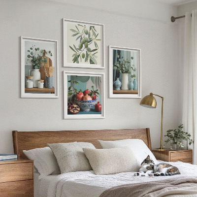 Pripravljena stenska galerija Zelene olive evkaliptusa