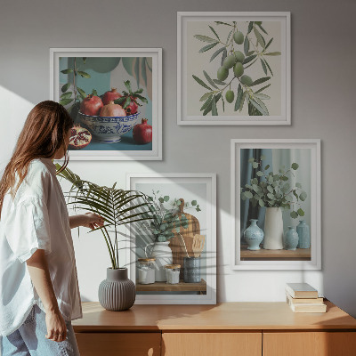 Pripravljena stenska galerija Zelene olive evkaliptusa