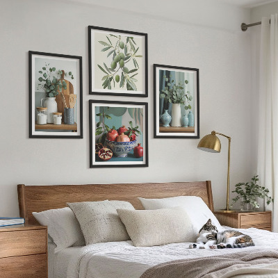 Pripravljena stenska galerija Zelene olive evkaliptusa