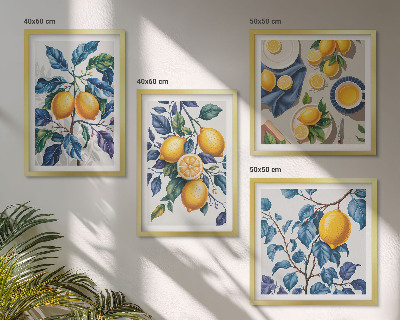 Komplet slik nad zofo Modri ​​listi limonine veje