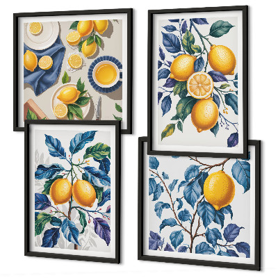 Komplet slik nad zofo Modri ​​listi limonine veje