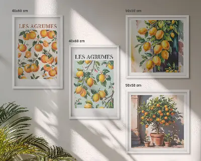 Stenska galerija s sadnimi in citrusnimi vzorci