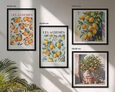 Stenska galerija s sadnimi in citrusnimi vzorci