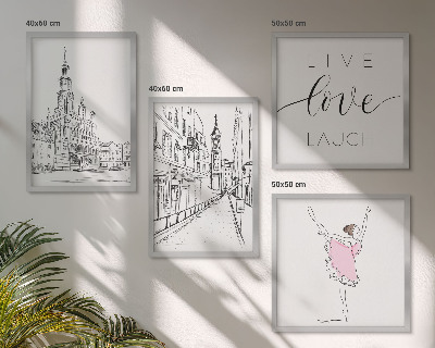 Komplet slik nad zofo Elegantna grafika balerine arhitekture
