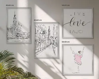 Komplet slik nad zofo elegantna grafika balerine in arhitekture
