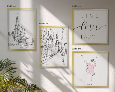 Komplet slik nad zofo Elegantna grafika balerine arhitekture