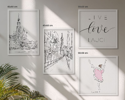 Komplet slik nad zofo Elegantna grafika balerine arhitekture