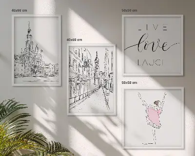 Komplet slik nad zofo elegantna grafika balerine in arhitekture