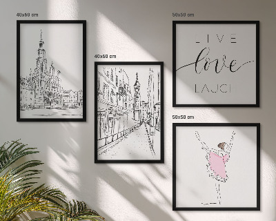 Komplet slik nad zofo Elegantna grafika balerine arhitekture