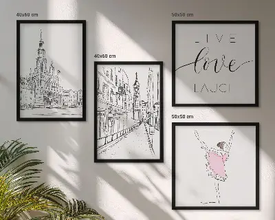 Komplet slik nad zofo elegantna grafika balerine in arhitekture