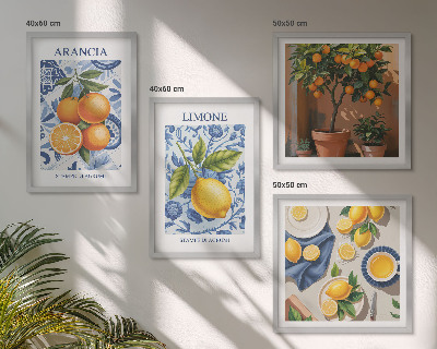 Set 4 slik v okvirju Ilustracije citrusov