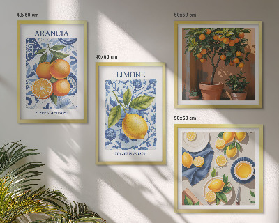 Set 4 slik v okvirju Ilustracije citrusov