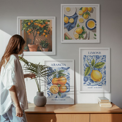 Set 4 slik v okvirju Ilustracije citrusov