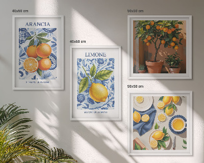 Set 4 slik v okvirju Ilustracije citrusov