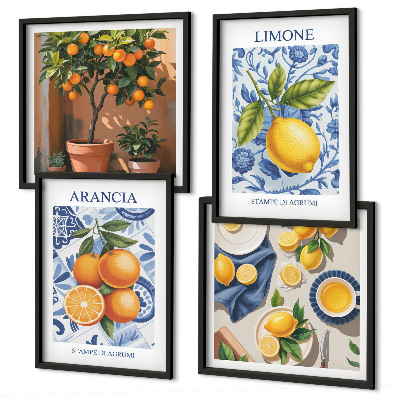 Set 4 slik v okvirju Ilustracije citrusov