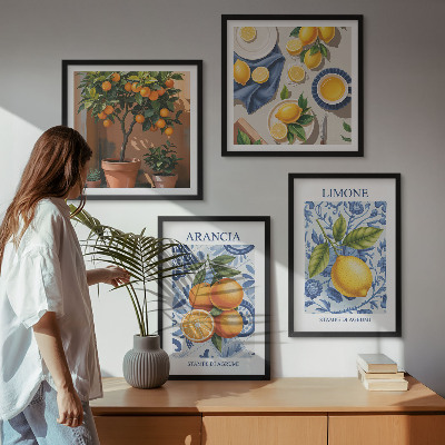 Set 4 slik v okvirju Ilustracije citrusov