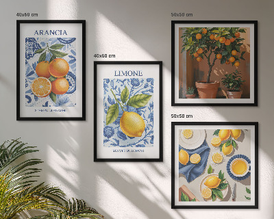 Set 4 slik v okvirju Ilustracije citrusov