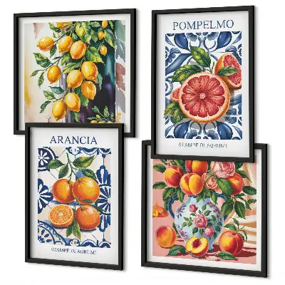 Stenska galerija italijanskih modnih plakatov pripravljen komplet s citrusi