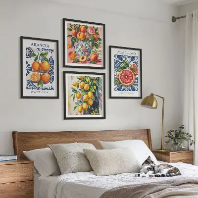 Stenska galerija italijanskih modnih plakatov pripravljen komplet s citrusi