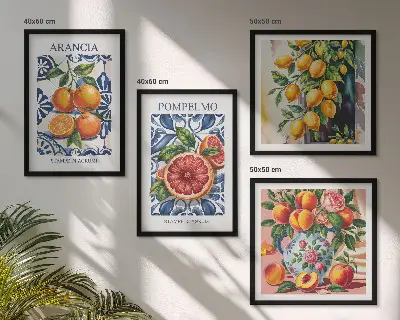 Stenska galerija italijanskih modnih plakatov pripravljen komplet s citrusi