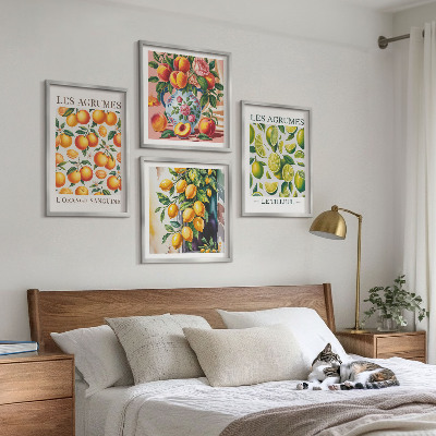 Set 4 slik v okvirju Sveži barviti citrusi