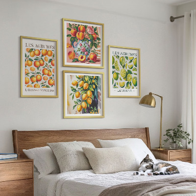 Set 4 slik v okvirju Sveži barviti citrusi