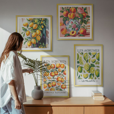 Set 4 slik v okvirju Sveži barviti citrusi