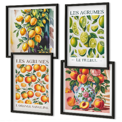 Set 4 slik v okvirju Sveži barviti citrusi