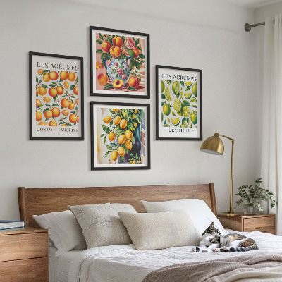 Set 4 slik v okvirju Sveži barviti citrusi