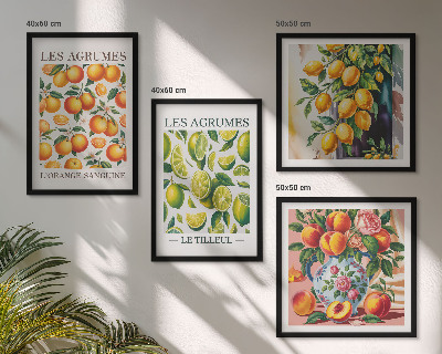 Set 4 slik v okvirju Sveži barviti citrusi
