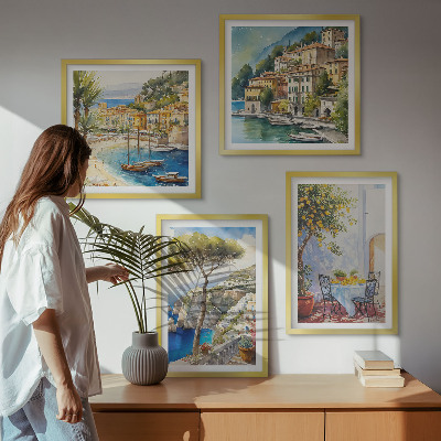 Komplet slik nad zofo Akvarel italijanskih mest