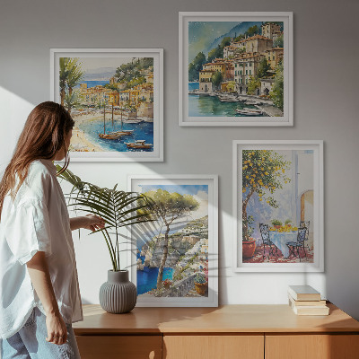 Komplet slik nad zofo Akvarel italijanskih mest