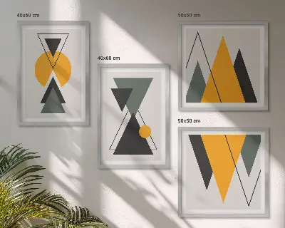 Abstraktne geometrijske oblike komplet 4 slik v okvirju