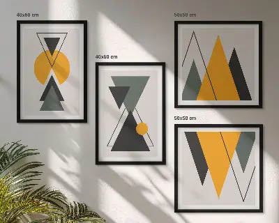 Abstraktne geometrijske oblike komplet 4 slik v okvirju
