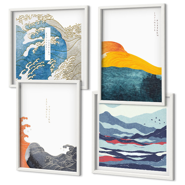 Komplet slik nad zofo Valovi Japonska umetniška grafika
