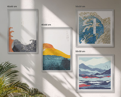 Komplet slik nad zofo Valovi Japonska umetniška grafika
